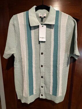 NWT Goodfellow & Co Knit Polo in Mint, Teal, and White, Size S